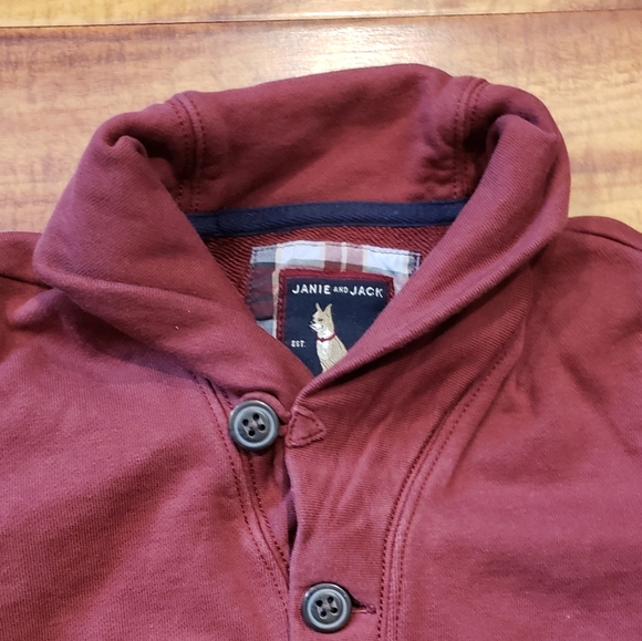 Janie and Jack EUC 18-24 months maroon knit shawl collar cardigan - Picture 4 of 7